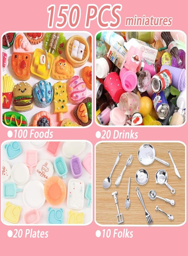 Thildani 150pcs Miniature Stuff Mini Food Toys Dollhouse Accessories Doll House Kitchen Furniture Tiny Micro Cooking Miniatures Hamburger Cake Dessert Donut - Image 2